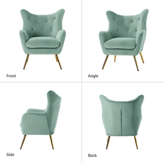 Upholstered Accent Chair With Tufted Back, Set of 2, Sage