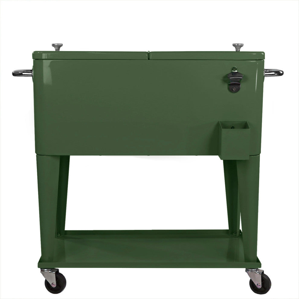 Clevr Retro 80 Quart Rolling Cooler Ice Chest, Green