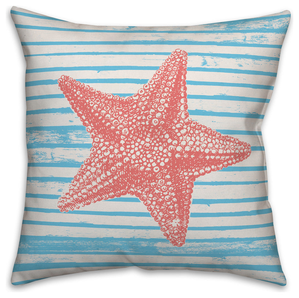 Starfish Stripe 16x16 Throw Pillow