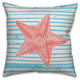 Starfish Stripe 16x16 Throw Pillow