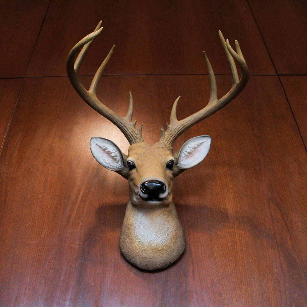 12 Point Buck Deer Head Bust Wall Hanging