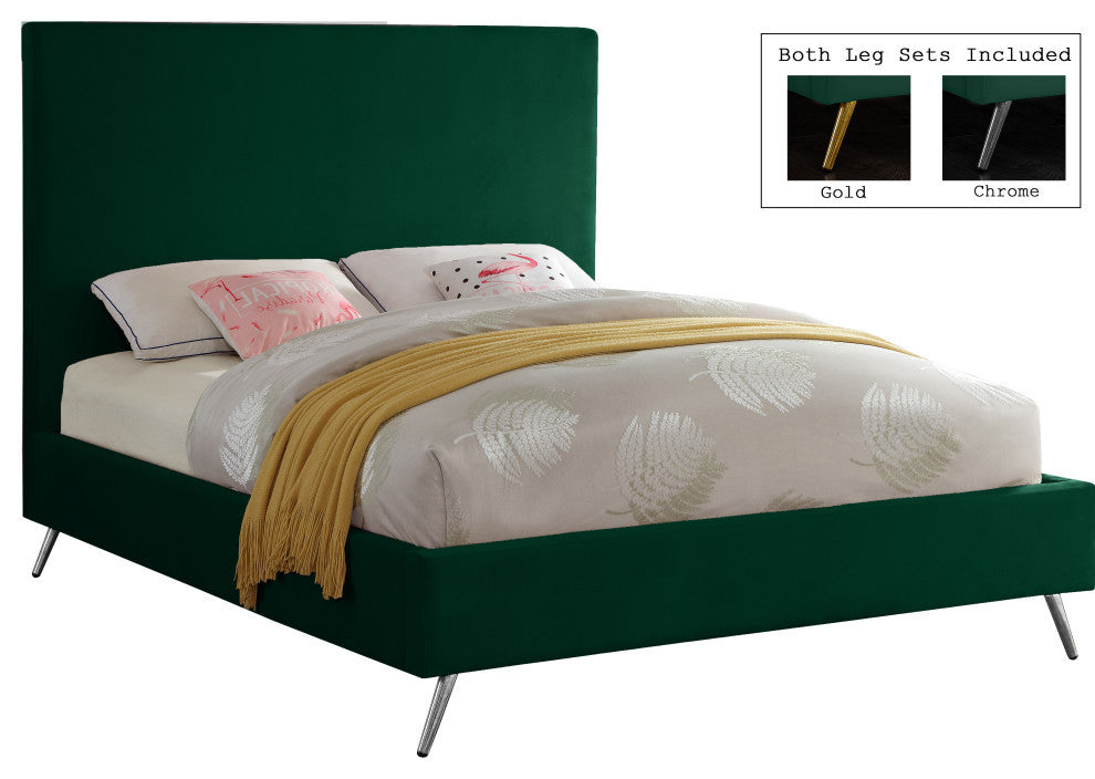 Jasmine Velvet Bed, Green, Queen