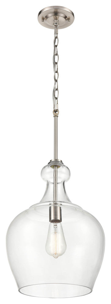 1 Light 12 in. Brushed Nickel Pendant