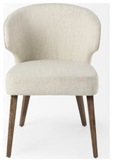 Niles Cream Fabric Seat With Brown Solid Wood Frame Wingback Dining Chair