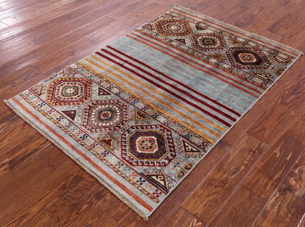 3' 4" X 4' 10" Khorjin Super Kazak Handmade Wool Rug - Q12315