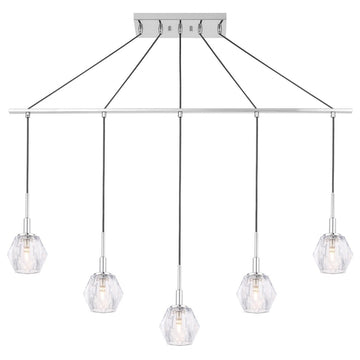 Woodbridge Lighting Jewel 5-Light Linear Pendant, Chrome, LED G9