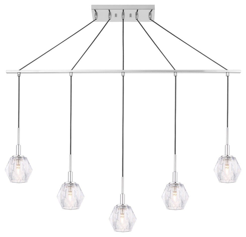 Woodbridge Lighting Jewel 5-Light Linear Pendant, Chrome, LED G9