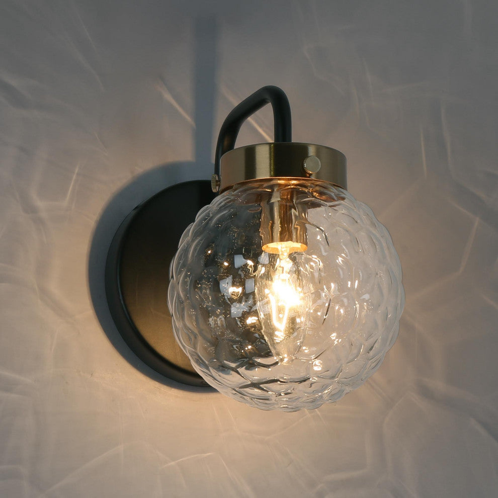 LNC Astrid Black and Gold Modern Textured-Glass Wall Sconce, 1 Light