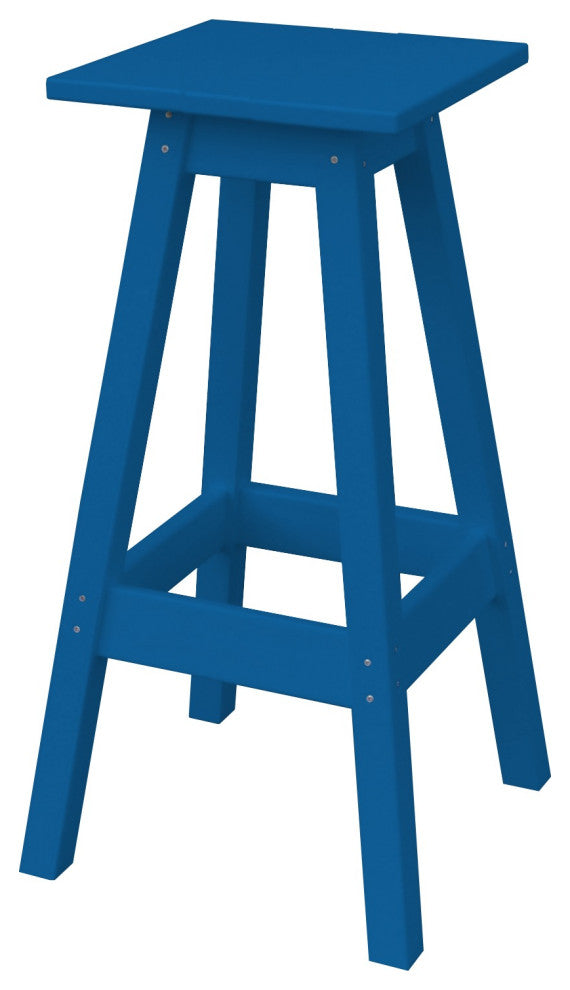 Poly Lumber Bar Stool, Blue, Bar Height, Square