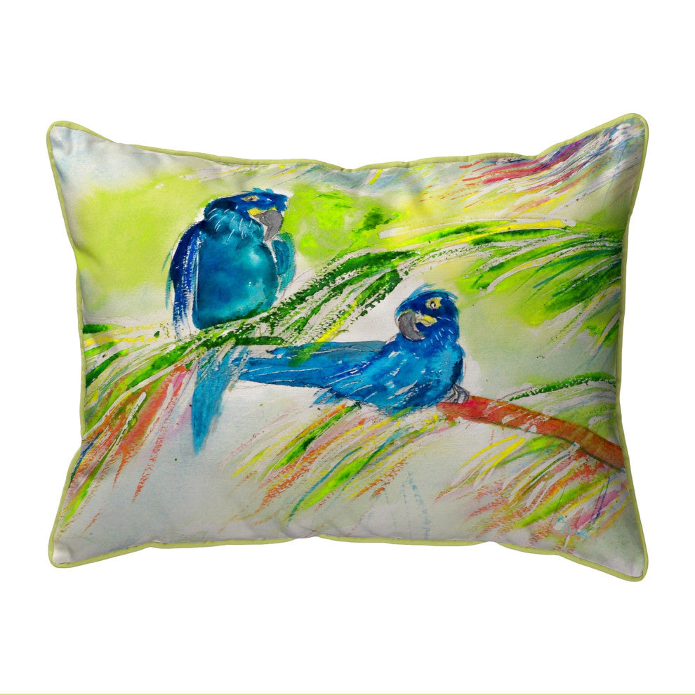 Two Blue Parrots Large Indoor/Outdoor Pillow 16x20