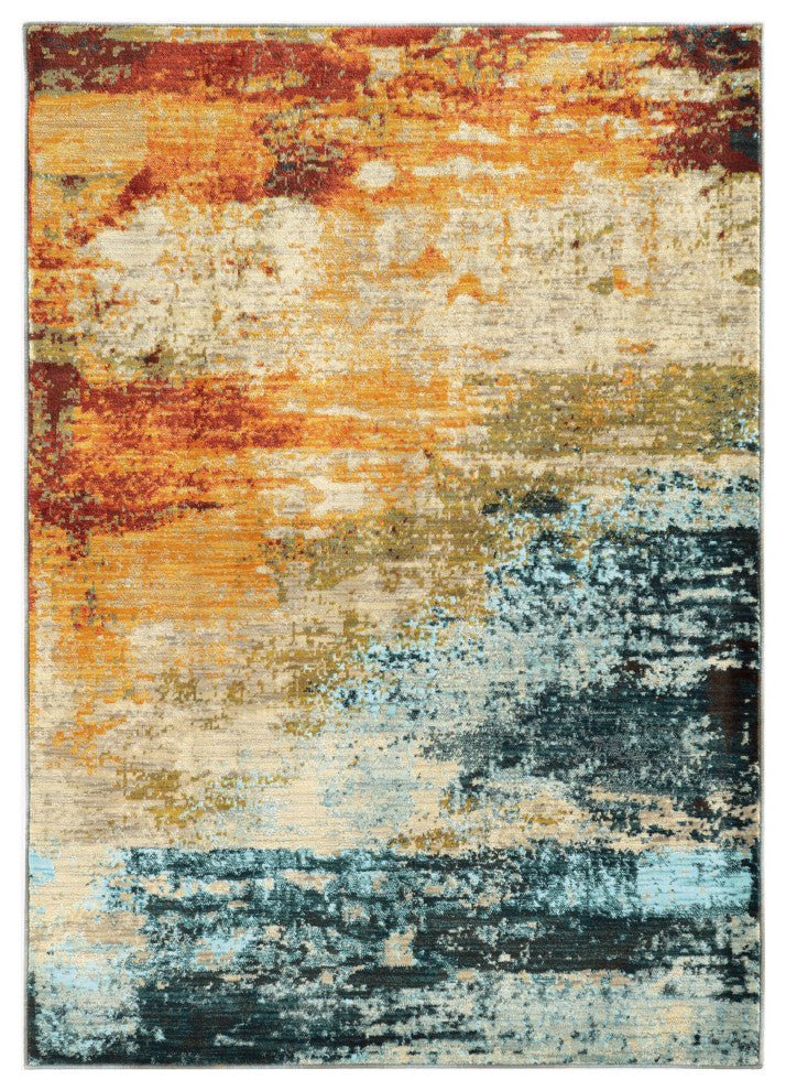 Oriental Weavers Sedona Collection Blue/ Red Abstract Indoor Area Rug 7'10" RND