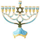 Hand Painted Enamel Menorah Candelabra with a Star of David Design