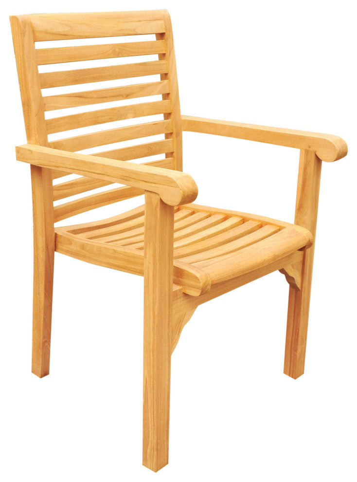7-Piece Outdoor Teak Dining Set: 94" Rectangle Table, 6 Hari Stacking Arm Chairs