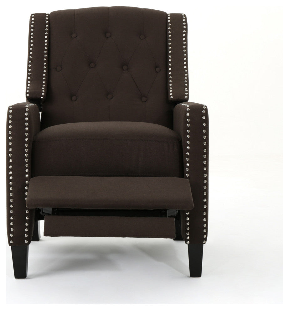 GDF Studio Ingrid Tufted Back Fabric Recliner Chair, Coffee