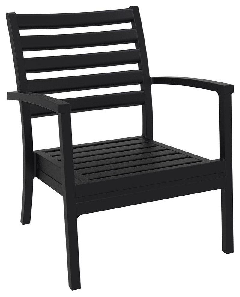 Artemis XL Club Chair Black with Sunbrella Black Cushions, Set of 2