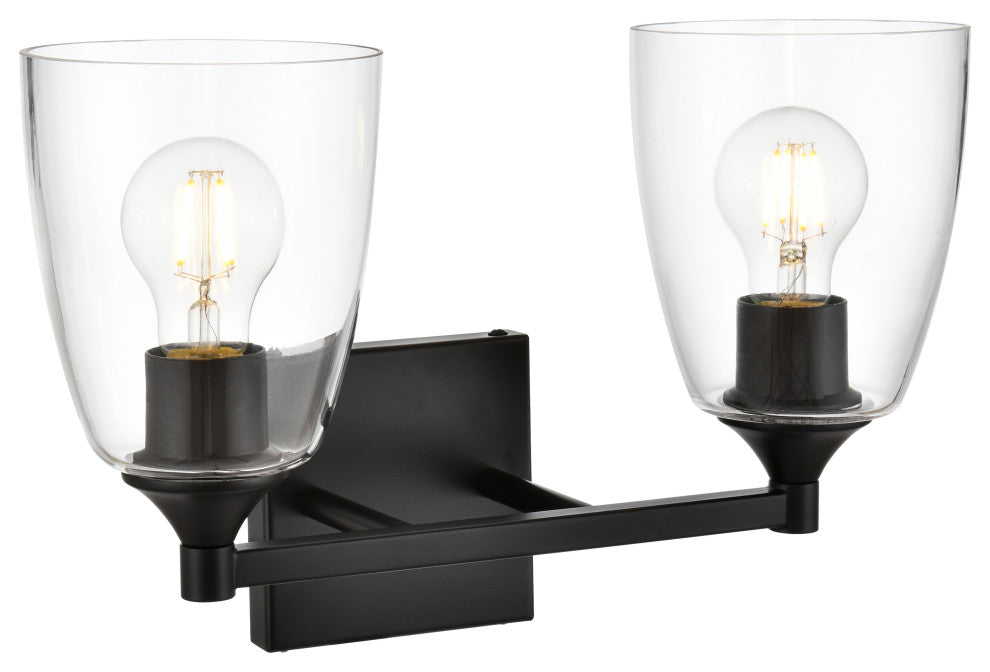 2 Light Black And Clear Bath Sconce