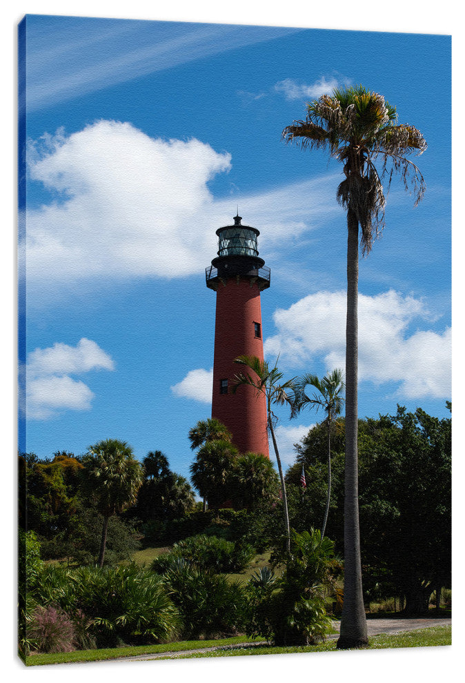 Jupiter Lighthouse Color Coastal Landscape Photo Canvas Wall Art Print, 12" X 16"