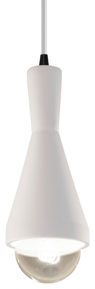 Erlen Pendant, Bisque, Matte Black, White Cord, Integrated LED