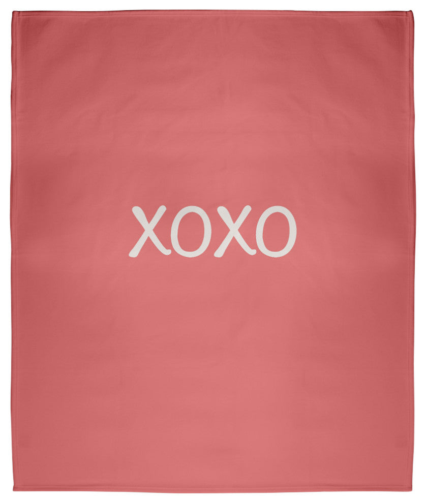 60 x 80 xOXO Valentine's Throw Blanket, Coral