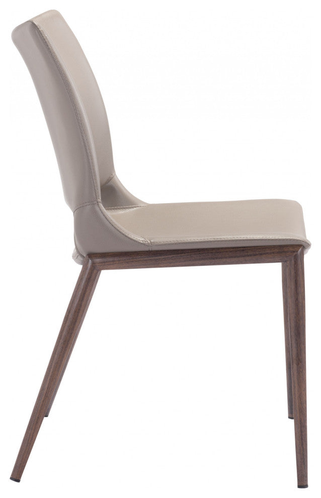 Set of Two Gray Faux Leather and Espresso Mod Ergo Dining Chairs
