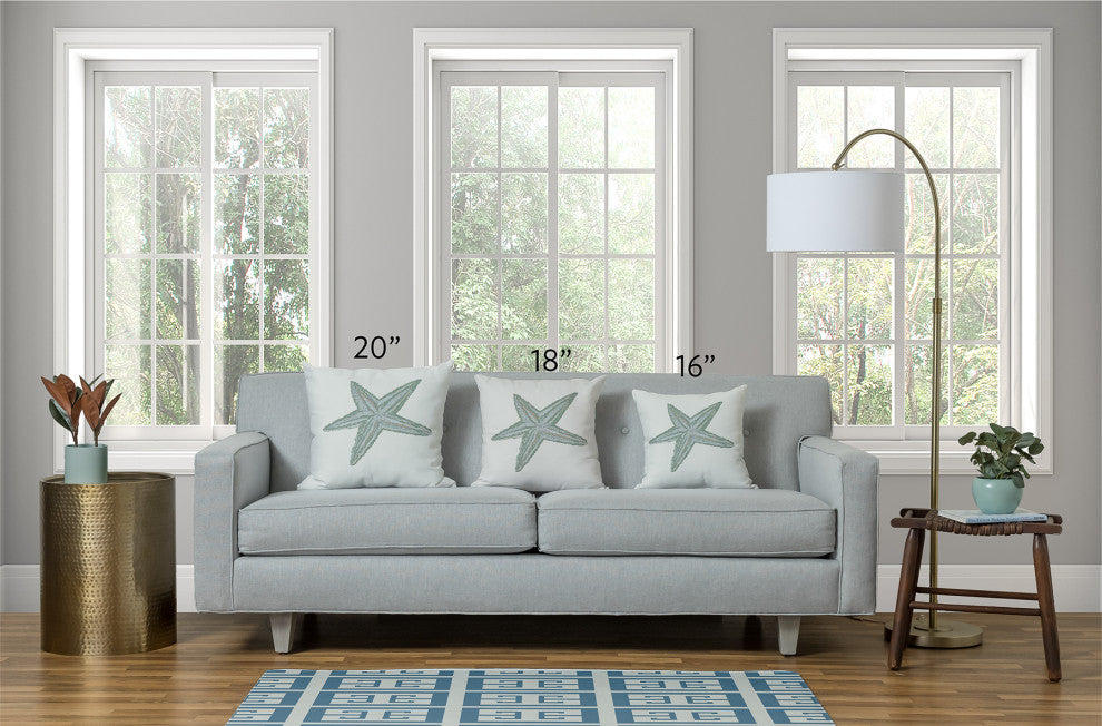 26x26" Compass Nautical Decorative Indoor Pillow, Shark Blue