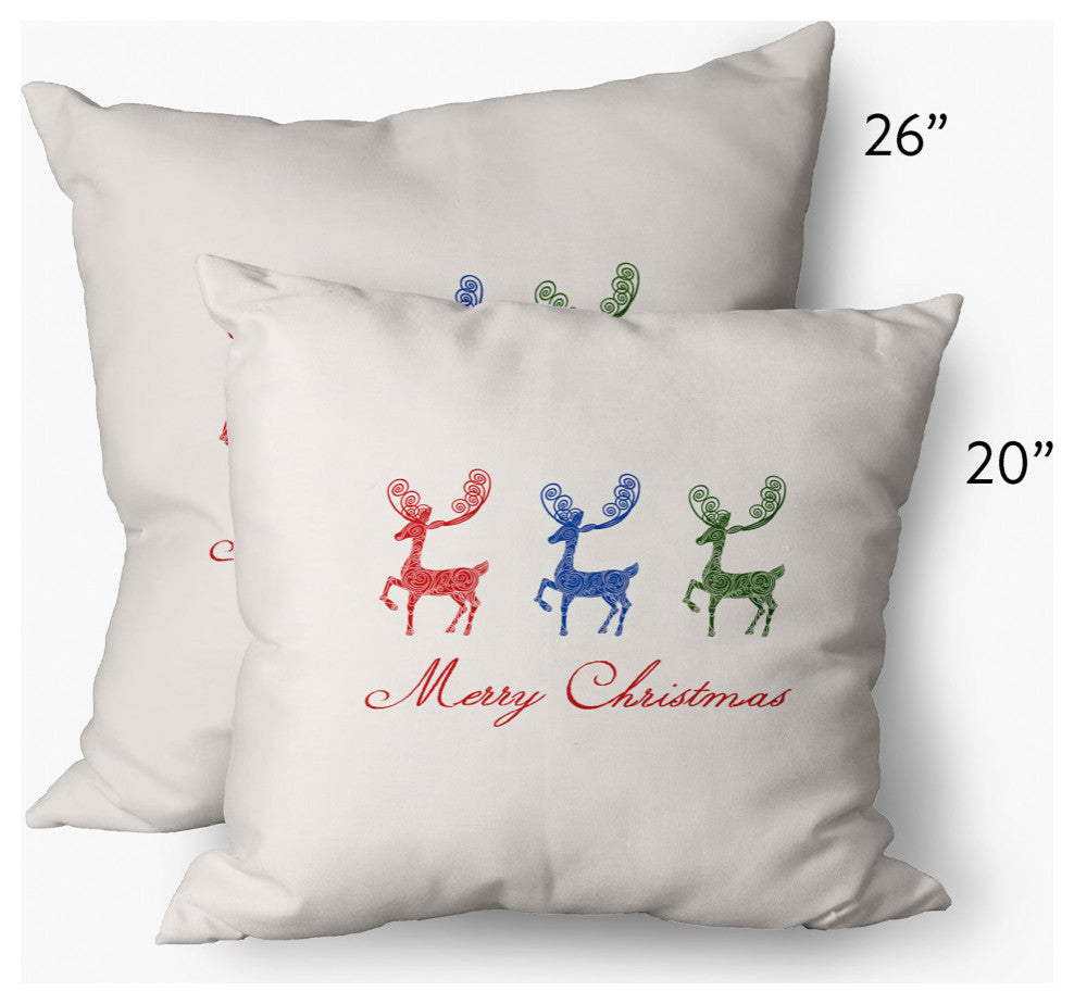 Merry Christmas Reindeer Decorative Throw Pillow, Multi-Bold, 14"x20"