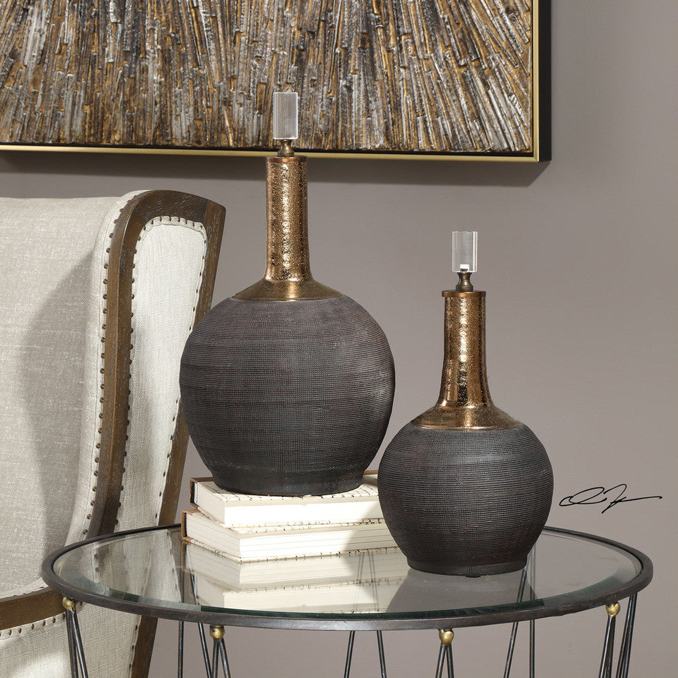 Uttermost Arnav Matte Black Bottles, Set of 2