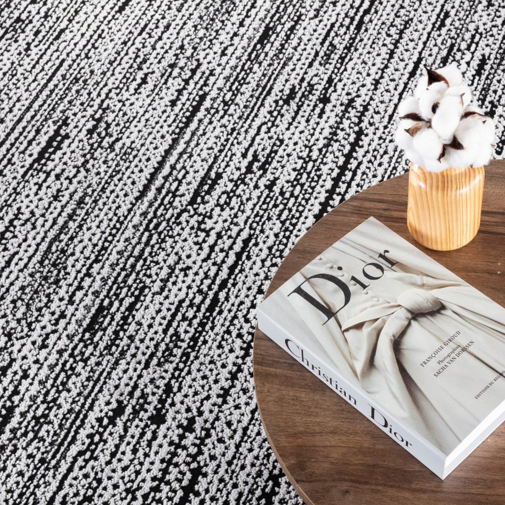High-Low Preston Black/Gray Rug, Black, 10'x14'