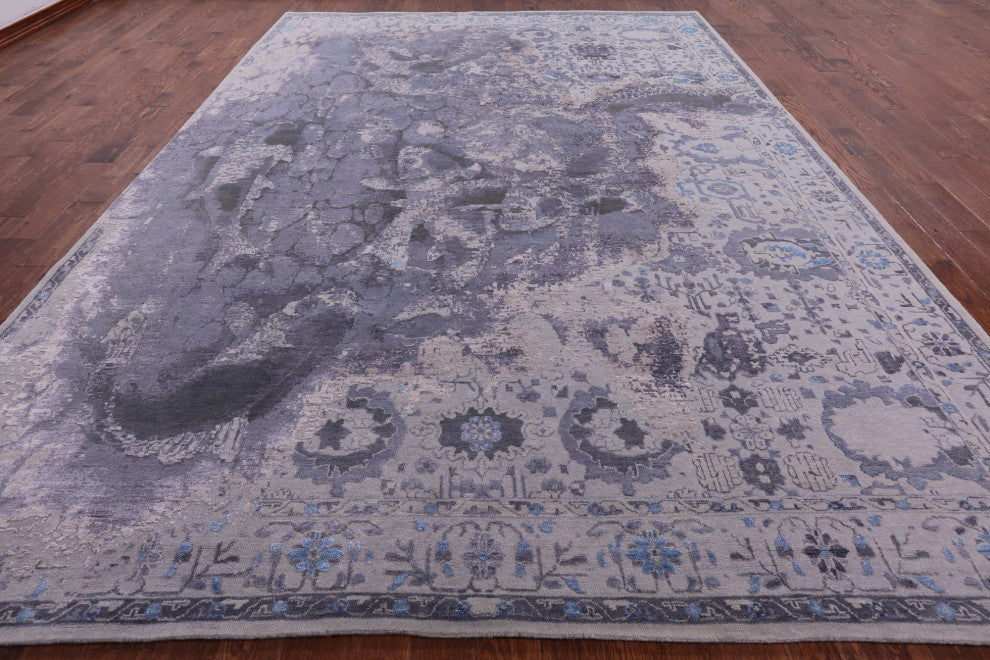 Fish Design Wool and Silk Modern Hand Knotted Rug9' 11" X 14' 0"- Q7245