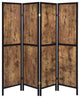 Benzara BM242727 4 Panel Screen With Grain Details and Knots, Brown and Black