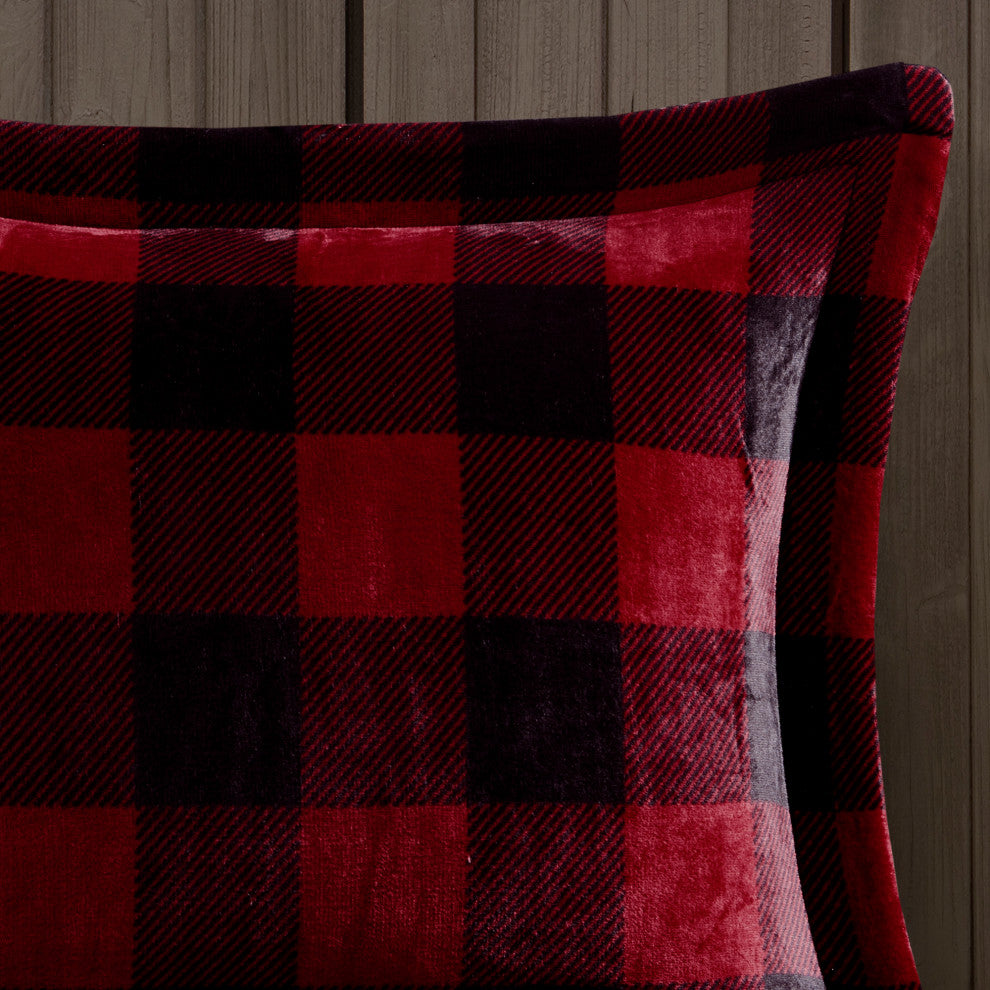 Woolrich Alton Plush to Sherpa Winter Comforter Set, Red Buffalo Check, King