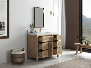 Santa Monica 42 Single Sink Bath Vanity in Whitewashed Teak 2" Empira Quartz