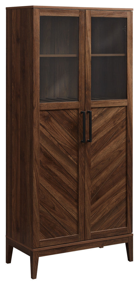 Logan 68" Chevron Storage Cabinet - Dark Walnut