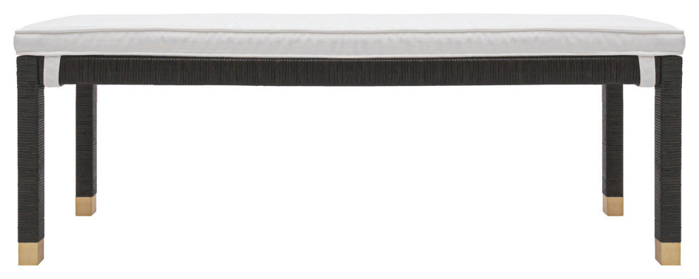 Amara Charcoal Woven Rattan Bench - Charcoal
