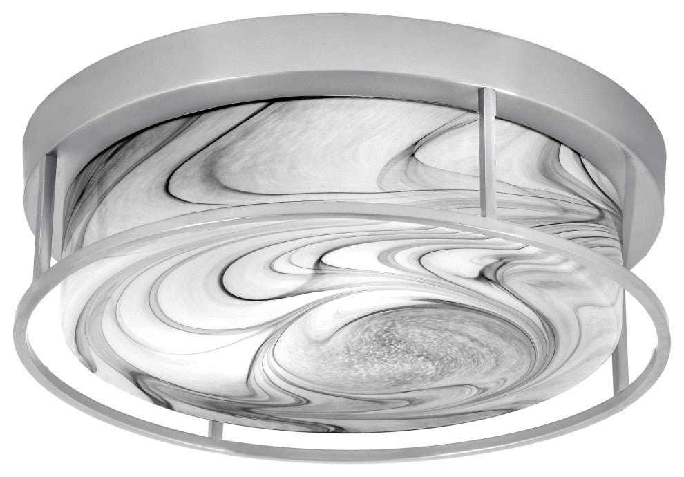 16" 3-Light Flush Mount Light, Brushed Nickel, Onyx Swirl Glass