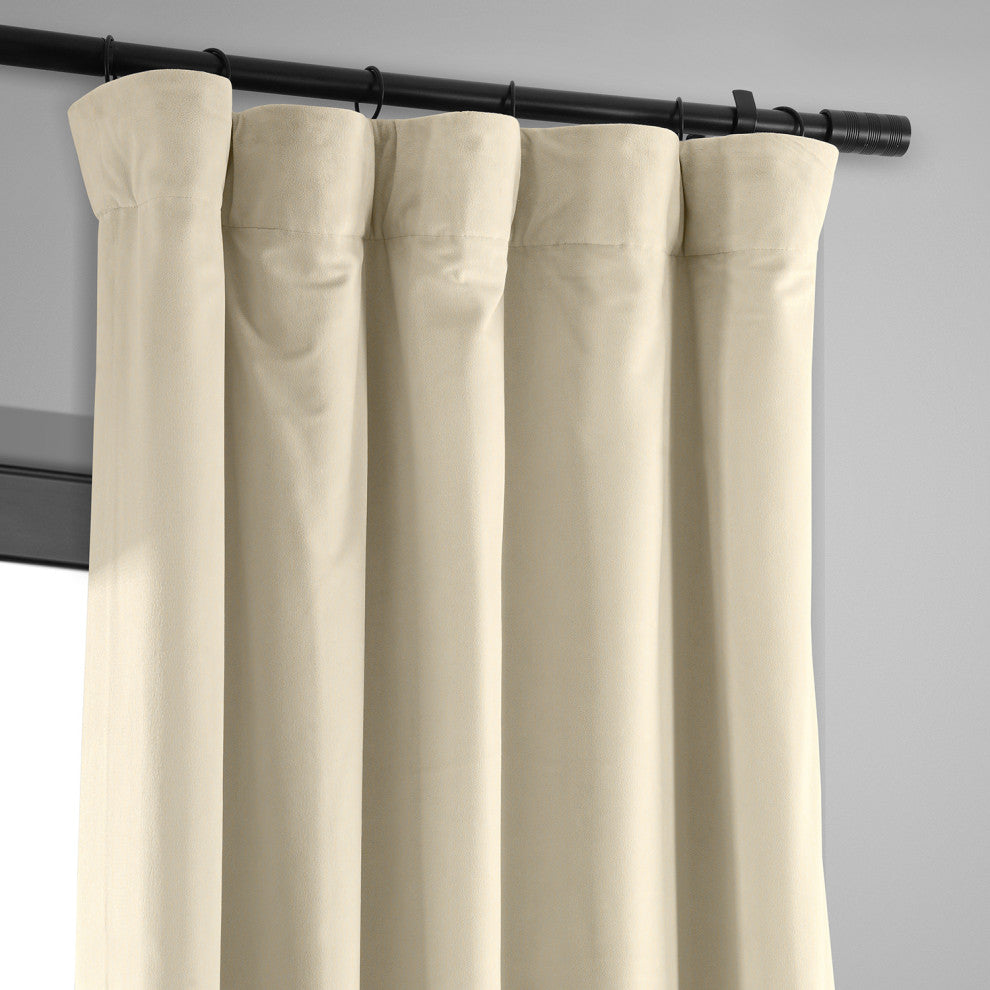 Signature Ecru Blackout Velvet Curtain Single Panel, 50"x96"