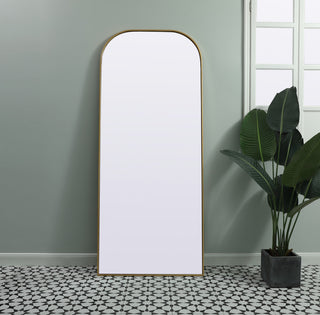 Metal Frame Arch Full Length Mirror 32X76 Inch, Brass