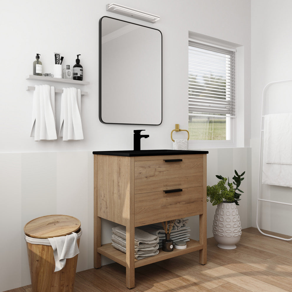 Plywood Freestanding Bath Vanity Set, Integrated Sink