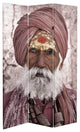6' Tall Double Sided Hindu Sadhu Canvas Room Divider