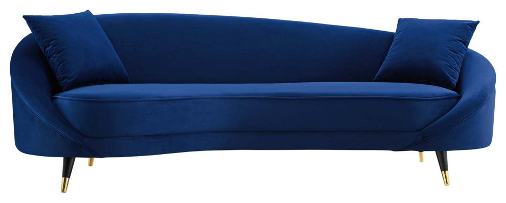 Sofa, Velvet, Blue Navy, Modern, Living Lounge Room Hotel Lobby Hospitality