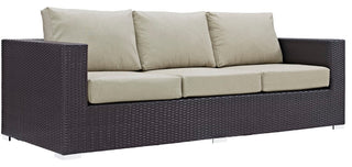Modway Convene 3 Piece Outdoor Patio Sofa Set, Espresso Beige