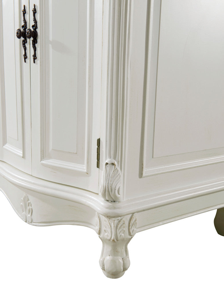 60" Double Bathroom Vanity, with Ivory White Engineered Marble in Antique White