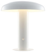 Suillius 11" Rechargeable/Cordless Iron Integrated Mushroom Table Lamp, White