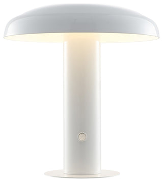 Suillius 11" Rechargeable/Cordless Iron Integrated Mushroom Table Lamp, White