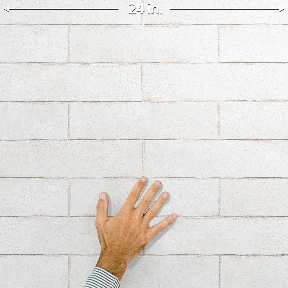 Crackle Cream Ceramic Wall Tile, White