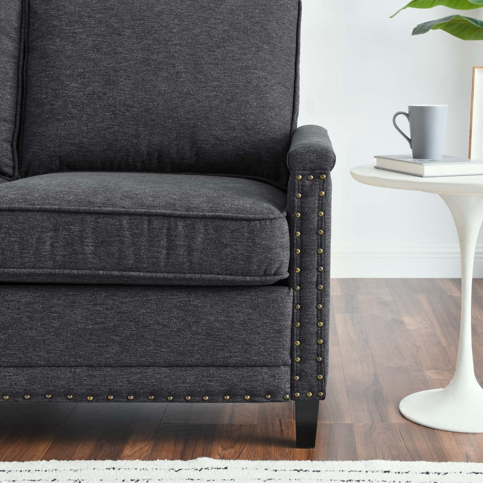 Loveseat Sofa, Fabric, Dark Gray, Modern, Living Lounge Hotel Hospitality