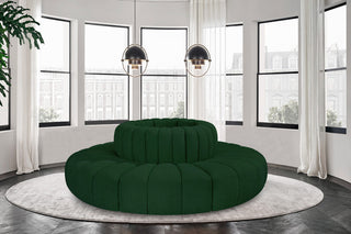 Arc Upholstered Outward Curved Modular Sectional, Green, 8-Piece: Reverse Corner (8), Boucle Fabric