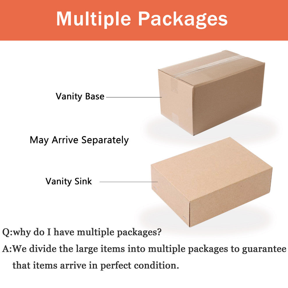 15 Inch Plywood Freestanding Bathroom Vanity Set with Ceramic Sink and Shelf