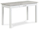 Benzara BM272065 Jay 48" Desk With Drawer and Faux Marble Top, White
