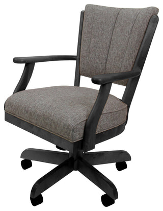 Classic Caster Swivel Dining Chair on Wheels, Solid Wood, Mojave Grey - Dark Grey